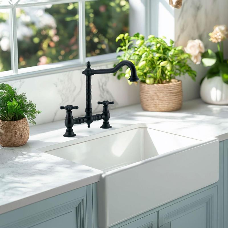 PB Nostalgisk Brokøkkenhane Mat sort vinkeludløb med stjernehåndtag PBN.SV.H.ST