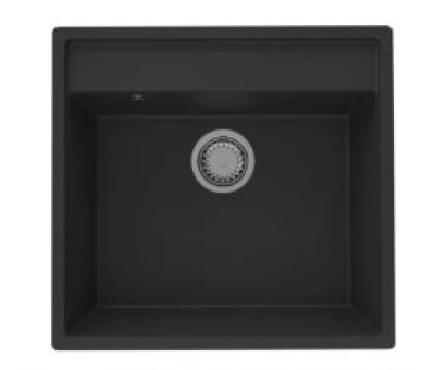 GraniteMy Bremen granitvask 53x50 cm sort til påbygning, underbygning og planbygning med hanehul med RUSTFRIT STÅL PROP