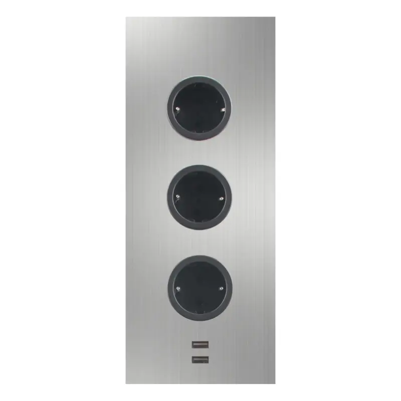 Indux Corner Energi-søjle med 3 stikkontakter, jordforbundet og dobbelt USB-A&amp;C-oplader, rustfrit stål 1208953216