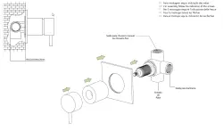 Waterrevolution Flow indbygget 2-vejs omskifter børstet messing med rund rosette T1482RLE