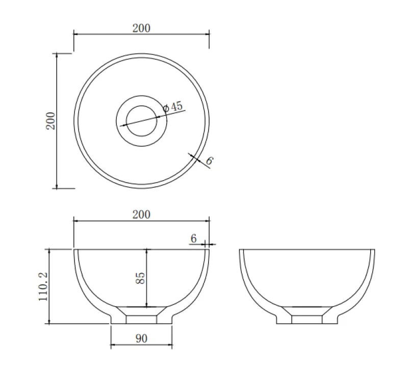 Solid S lille håndvask i Solid Surface, rund, 20 x 20 x 11 cm, mat sort, 1208953268
