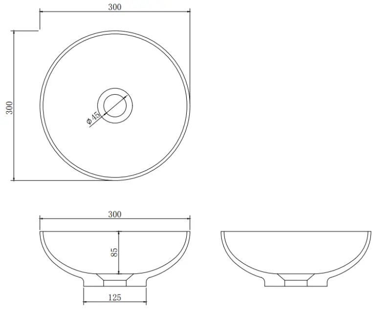 Solid S lille håndvask i Solid Surface, rund, 30 x 30 x 11 cm, mat sort, 1208953271