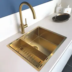 Lorreine 3415SP-Guld Luxe 1,5 halvanden vask køkkenvask PVD Guld guld 3415cm 1208953417
