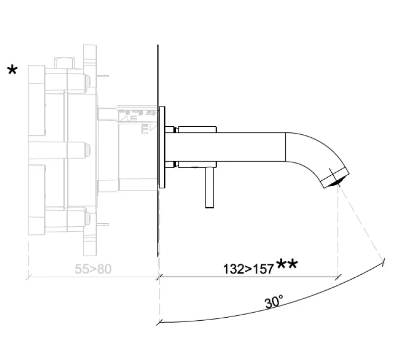 SB Round indbygget håndvaskarmatur mat sort - 132mm