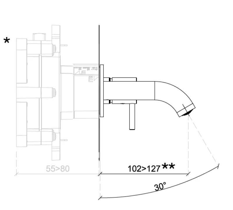 SB Round indbygget håndvaskarmatur mat hvid 102mm