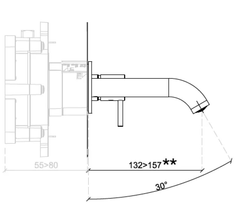 SB Round indbygning håndvaskarmatur børstet kobber PVD 132mm