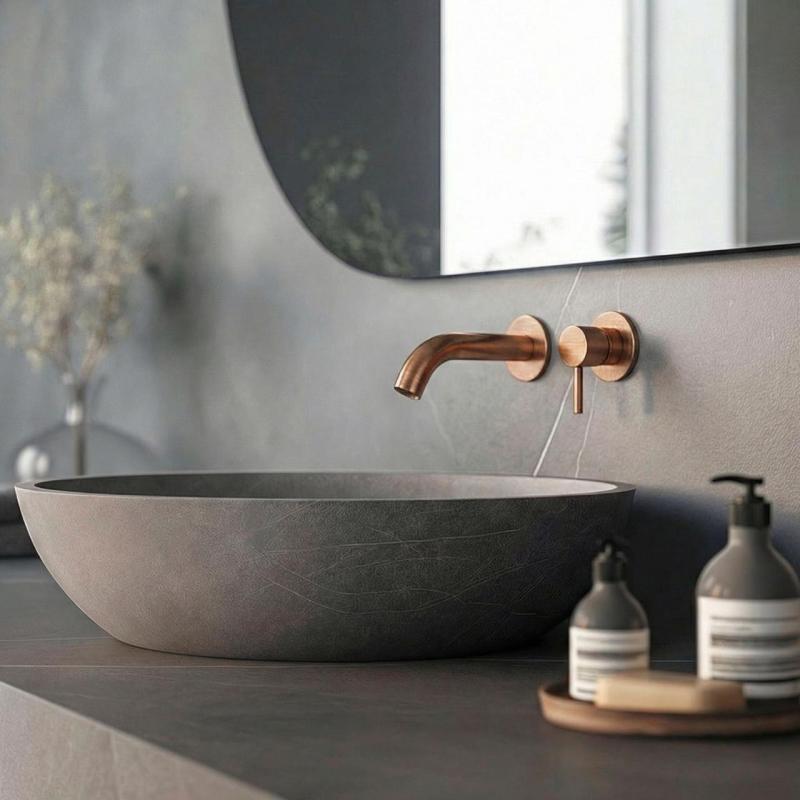 SB Round 316 indbygget håndvaskarmatur Børstet Kobber PVD 102mm