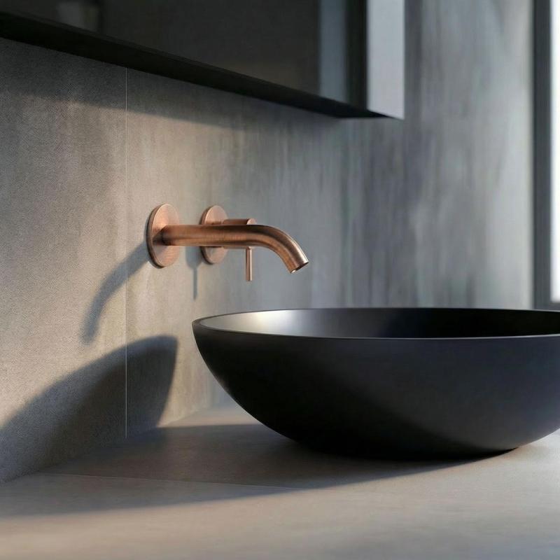 SB Round 316 indbygget håndvaskarmatur Børstet Kobber PVD 132mm