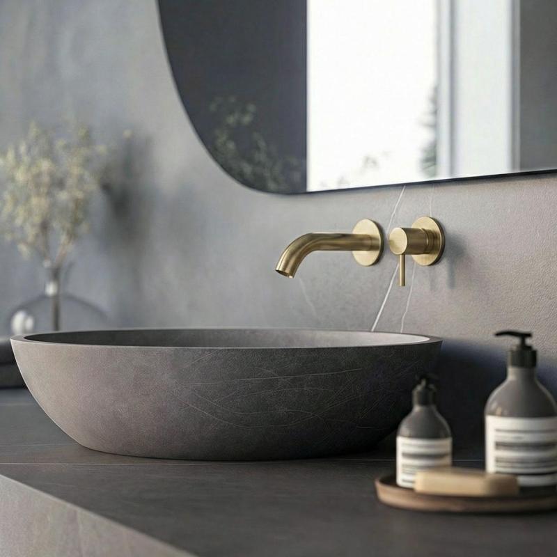 SB Round 316 indbygget håndvaskarmatur Børstet Messing PVD 102mm