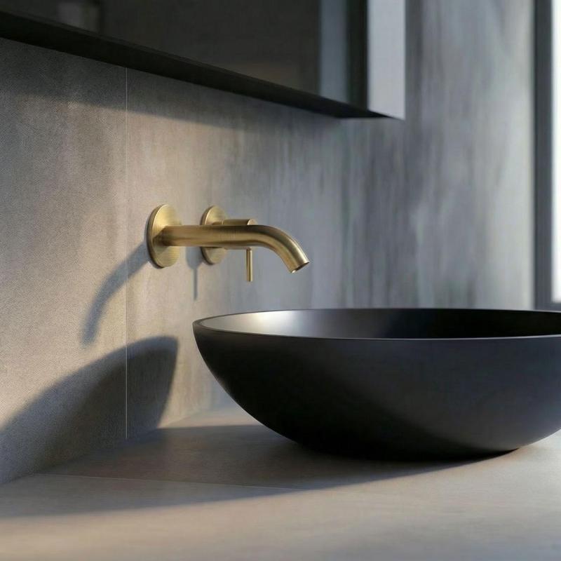 SB Round 316 indbygget håndvaskarmatur Børstet Messing PVD 132mm