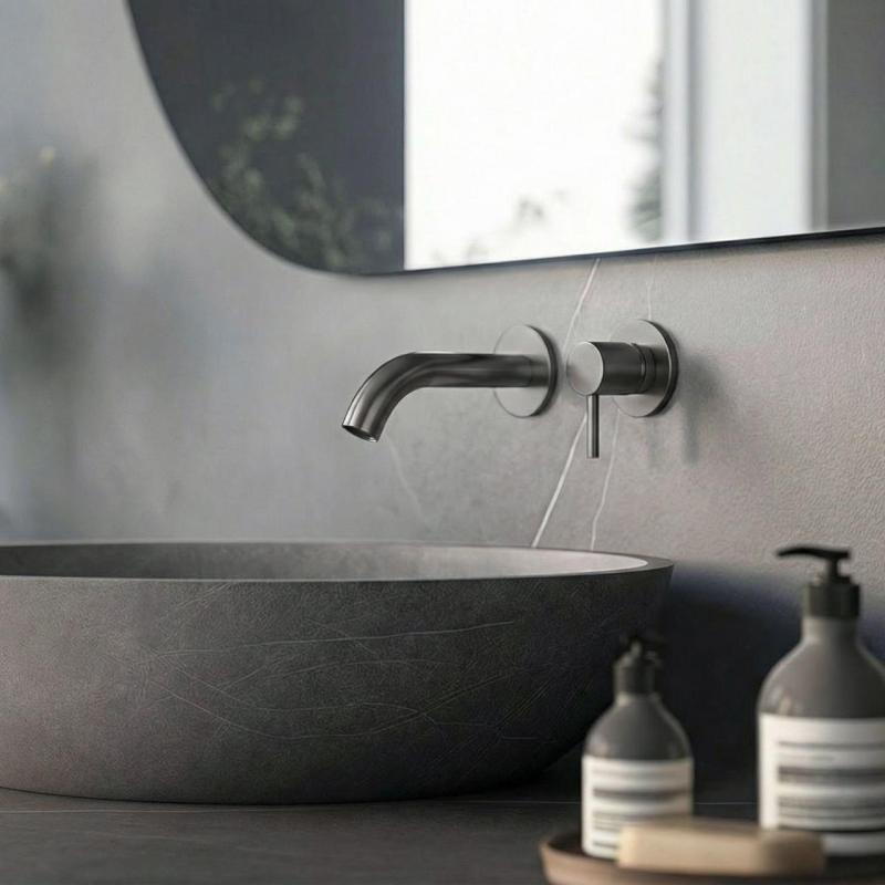 SB Round 316 indbygget håndvaskarmatur Gun Metal PVD 102mm