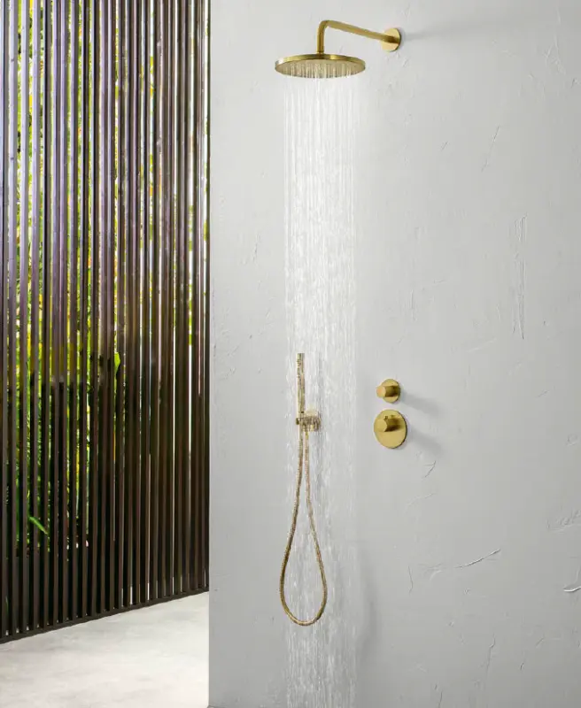 SB Rubinetterie 316 håndbrusersæt med slange og ophængskrog børstet messing PVD 1208953547