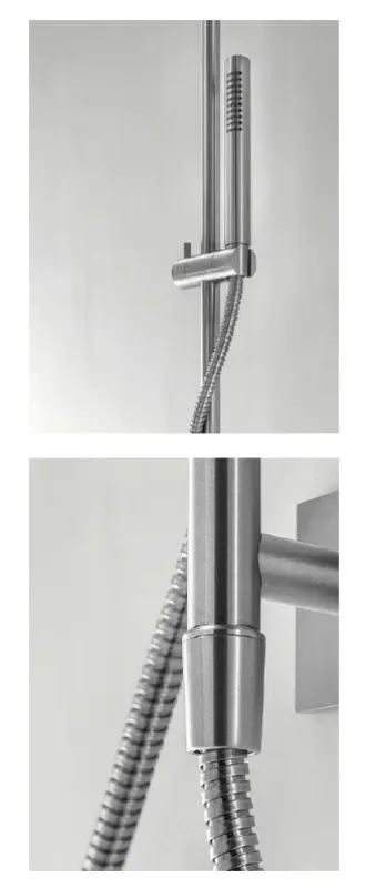 SB 316 firkantet glidestangssæt med håndbruser og bruseslange i rustfrit stål