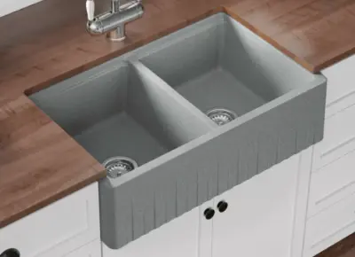 GraniteMy Tradition landlig dobbeltvask 2-sidet granitvask 80x50cm hvid til overmontering, undermontering og planmontering 1208953698