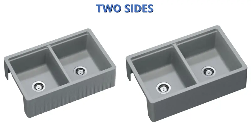GraniteMy Tradition landlig dobbeltvask 2-sidet granitvask 80x50cm hvid til overmontering, undermontering og planmontering 1208953698