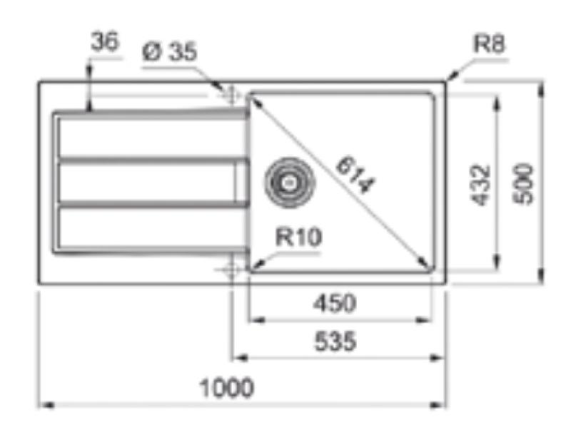 Franke Sirius 2 S2D 611 plastikvask med dræn sort overflade 100x50 143.0634.480