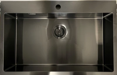 Ausmann Weser stor rustfri stålvask i antracitfarve PVD Gun Metal 79x51 med hul til vandhane, undermontering, flad montering og overflademontering 067137