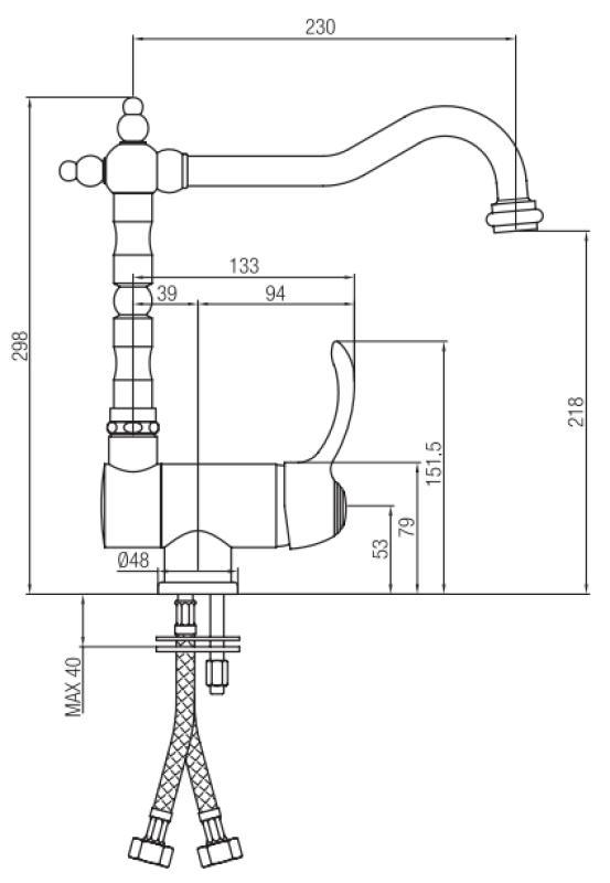 PB Vintage Nostalgisk køkkenarmatur vinduesarmatur nedklappelig krom 1208953755