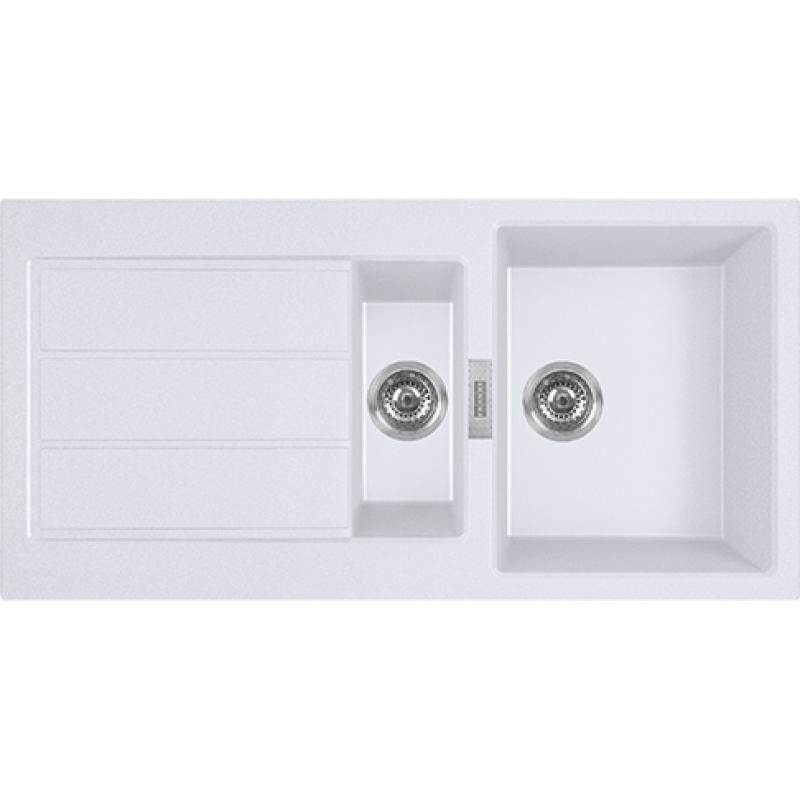 Franke Sirius 2 S2D 651 plast 1,5 halvanden vask med dræningshvid overflade 100x50 143.0634.555