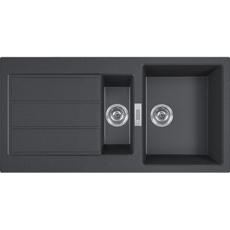 Franke Sirius 2 S2D 651 sort plast 1,5 halvanden vask med dræn overflade 100x50 143.0634.554
