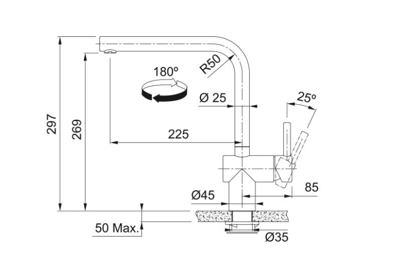 Franke solid stainless steel sensor Kitchen tap Atlas Neo swivel spout stainless steel 115.0625.489