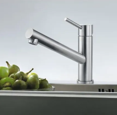 Franke Orbit massiv rustfrit stål lav køkkenarmatur med drejelig tud inox 115.0569.290