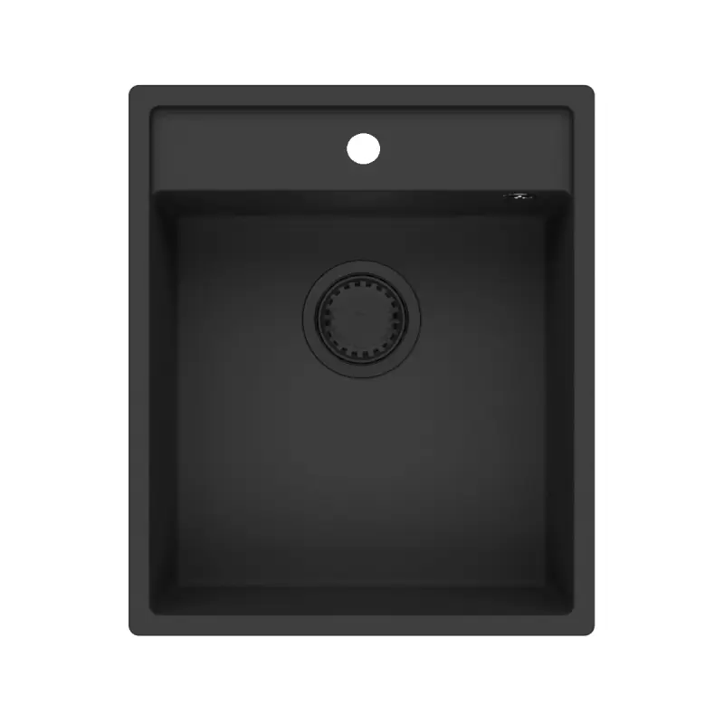 GraniteMy Bremen granitvask 44x52 cm sort, til topmontering, undermontering og planmontering med hanehul 1208953870