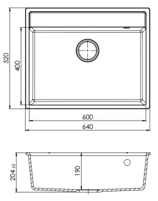 GraniteMy Bremen granitvask 64x52 cm sort overbygning underbygning og planindbygning med hanehulbank 1208953874