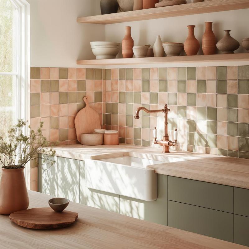 PB Nostalgisk klassisk landkøkkenhane Kobber med hvide håndtag 1208953914