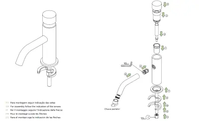 Waterevolution Flow Vaskekran selvlukkende børstet messing T110TPLE