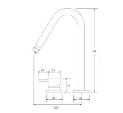 Waterevolution Flow 2-huls håndvaskarmatur krom med høj V 120mm tud T1122V01
