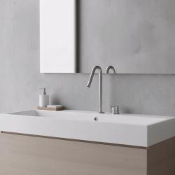 Waterrevolution Flow 2-huls håndvaskarmatur i rustfrit stål med høj 120mm tud T1122VIE