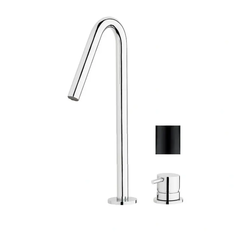 Waterevolution Flow 2-huls håndvaskarmatur sort med høj V 120mm tud T1122VPR