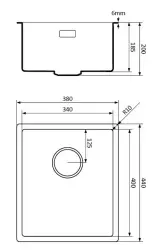 Lorreine sort Quartz vask 34x40cm undermontering planmontering sort med kobber bundventil 1208954018