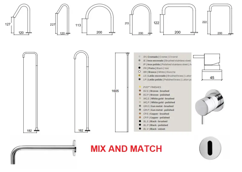Waterevolution Flow 2-huls håndvaskarmatur krom med lav U 113mm tud T1121U01