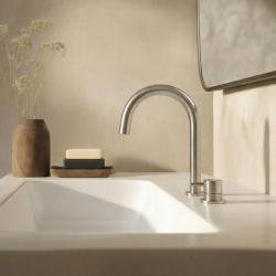 Waterevolution Flow 2-hole sink faucet full stainless steel with low U-Shaped 113mm spout T1121UIE