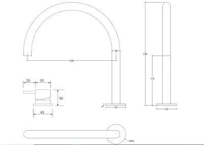 Waterevolution Flow 2-huls håndvaskarmatur hvid med lav U 113 mm udløb T1121UBR