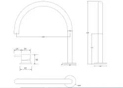 Waterevolution Flow 2-huls håndvaskarmatur sort med lav U 113mm tud T1121UPR