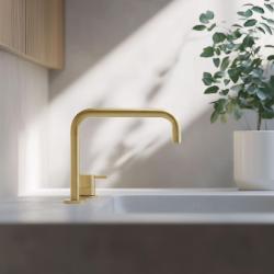 Waterevolution Flow 2-huls håndvaskarmatur børstet messing T112HLE