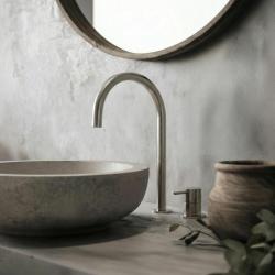 Waterevolution Flow 2-hole basin faucet, fully stainless steel with high U 200mm spout T1122UIE