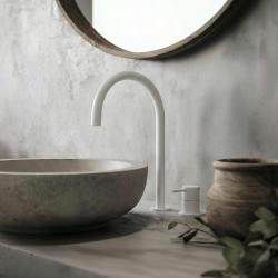 Waterevolution Flow 2-hole basin mixer, white, with high U 200 mm spout T1122UBR