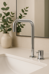 Waterevolution Flow 2-huls håndvaskarmatur høj tud 222 krom T122H01