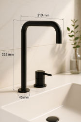 Waterevolution Flow 2-huls håndvaskarmatur høj tud 222 mat sort T122HPR