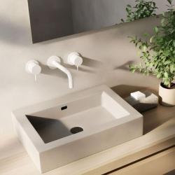 Waterevolution Flow 3-huls indbygget håndvaskarmatur, mat hvid med udløb 10 cm T1163FBR-10