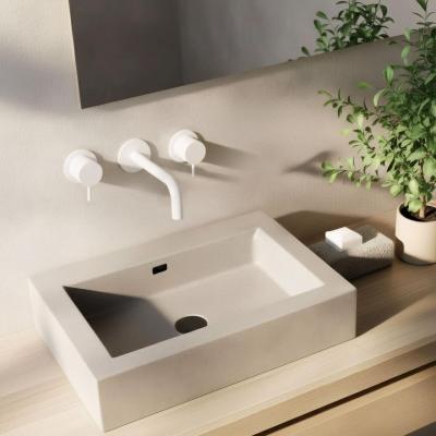 Waterevolution Flow 3-huls indbygget håndvaskarmatur, mat hvid med udløb 10 cm T1163FBR-10