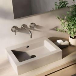 Waterevolution Flow 3-huls indbygget håndvaskarmatur, helt i rustfrit stål med udløb 10 cm T1163FIE-10