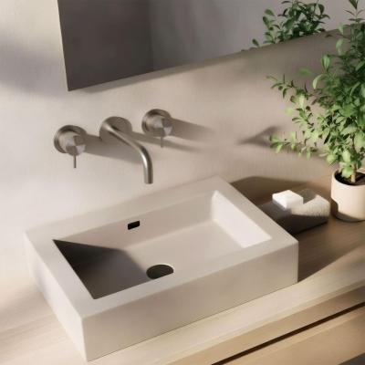 Waterevolution Flow 3-huls indbygget håndvaskarmatur, helt i rustfrit stål med udløb 10 cm T1163FIE-10