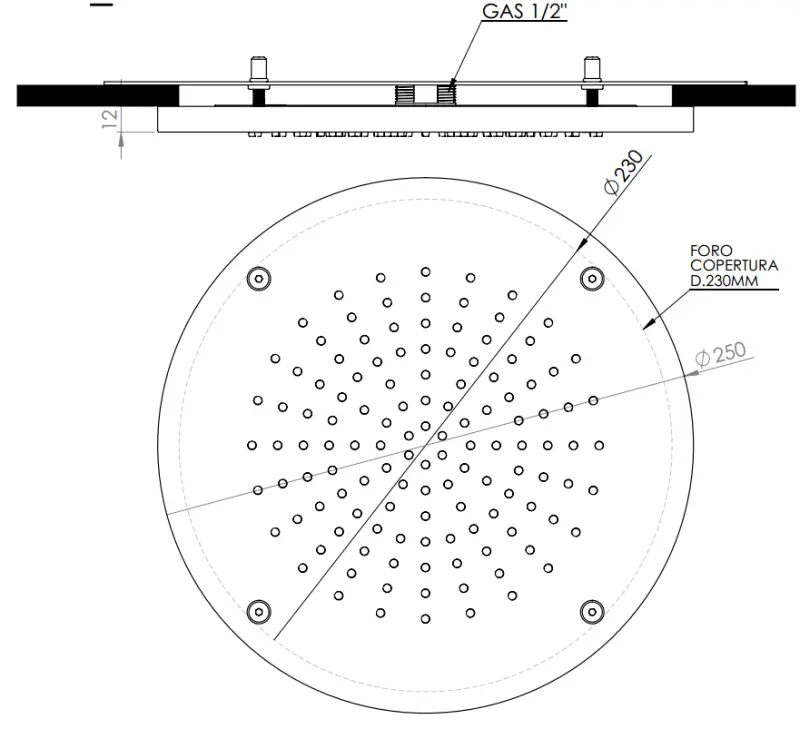 SB Rubinetterie mat hvid corian solid surface indbygget rund regnbruser loftbruserhoved 30 cm 1208954156