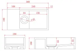 Solid-S Vandfontæne i solid surface, mat sort, B36xD18xH10 cm, med dæksel, venstre model uden vandudløbshul, 1208954157