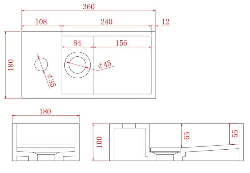 Solid-S Vandfontæne i solid surface, mat sort, B36xD18xH10 cm, med dæksel, venstre model med vandhanehul, 1208954158